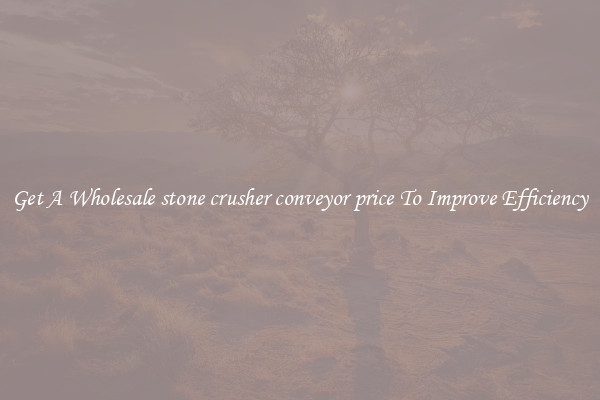 Get A Wholesale stone crusher conveyor price To Improve Efficiency