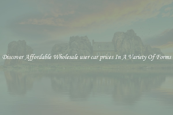 Discover Affordable Wholesale user car prices In A Variety Of Forms
