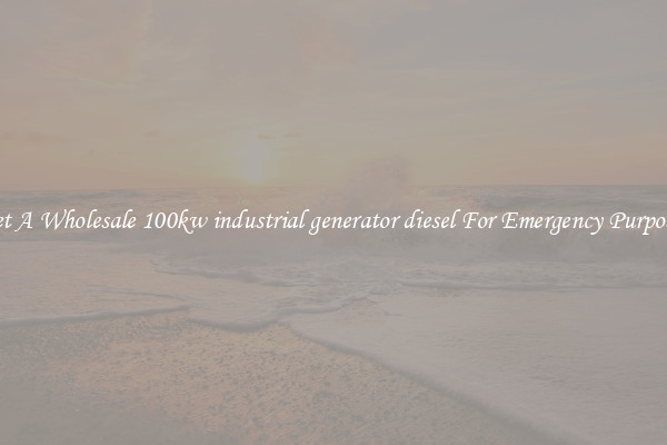 Get A Wholesale 100kw industrial generator diesel For Emergency Purposes